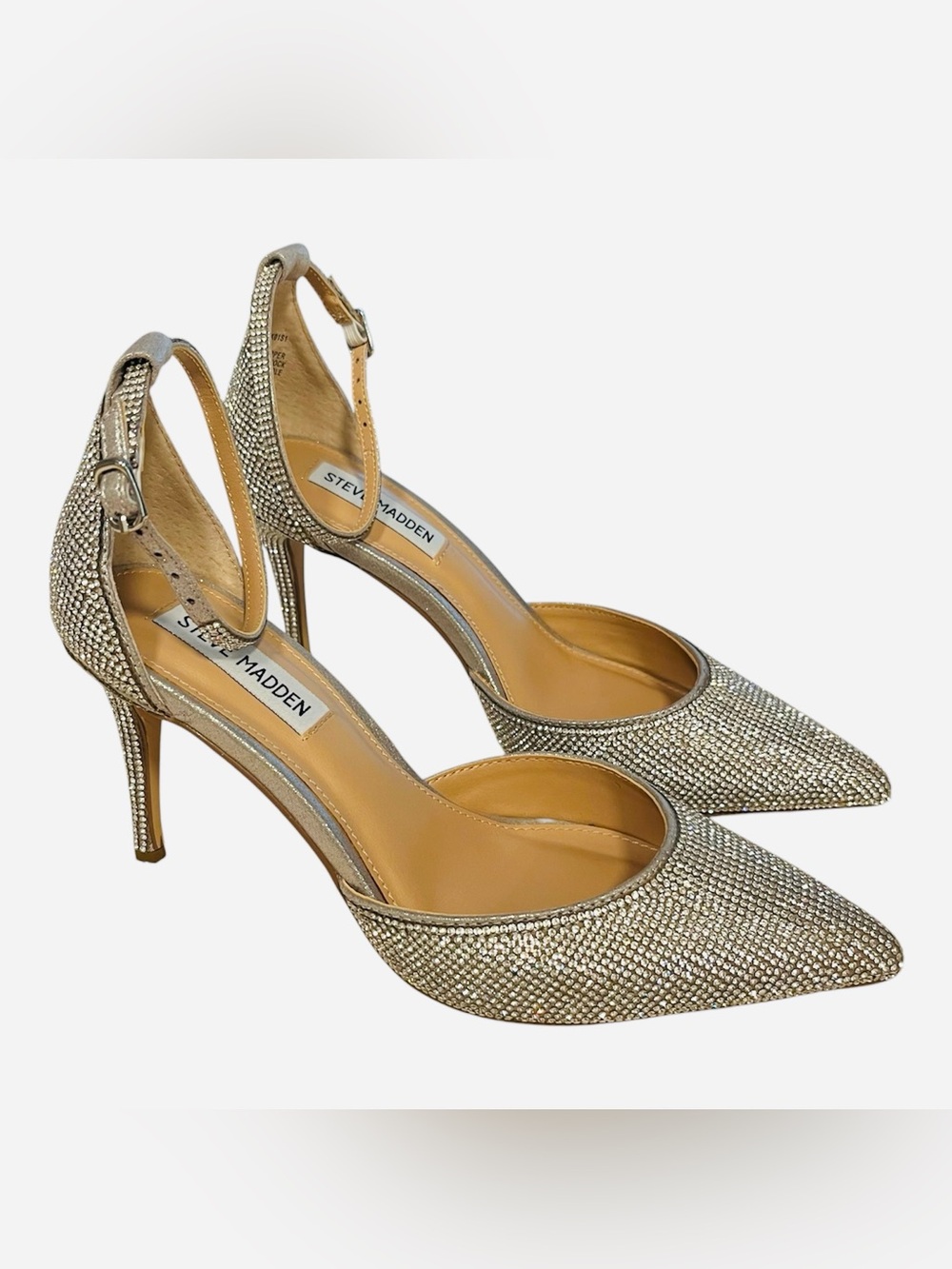 New Steve Madden Twinkle Sz 7 Rhinestone Ankle Strap Stiletto Heel Pumps